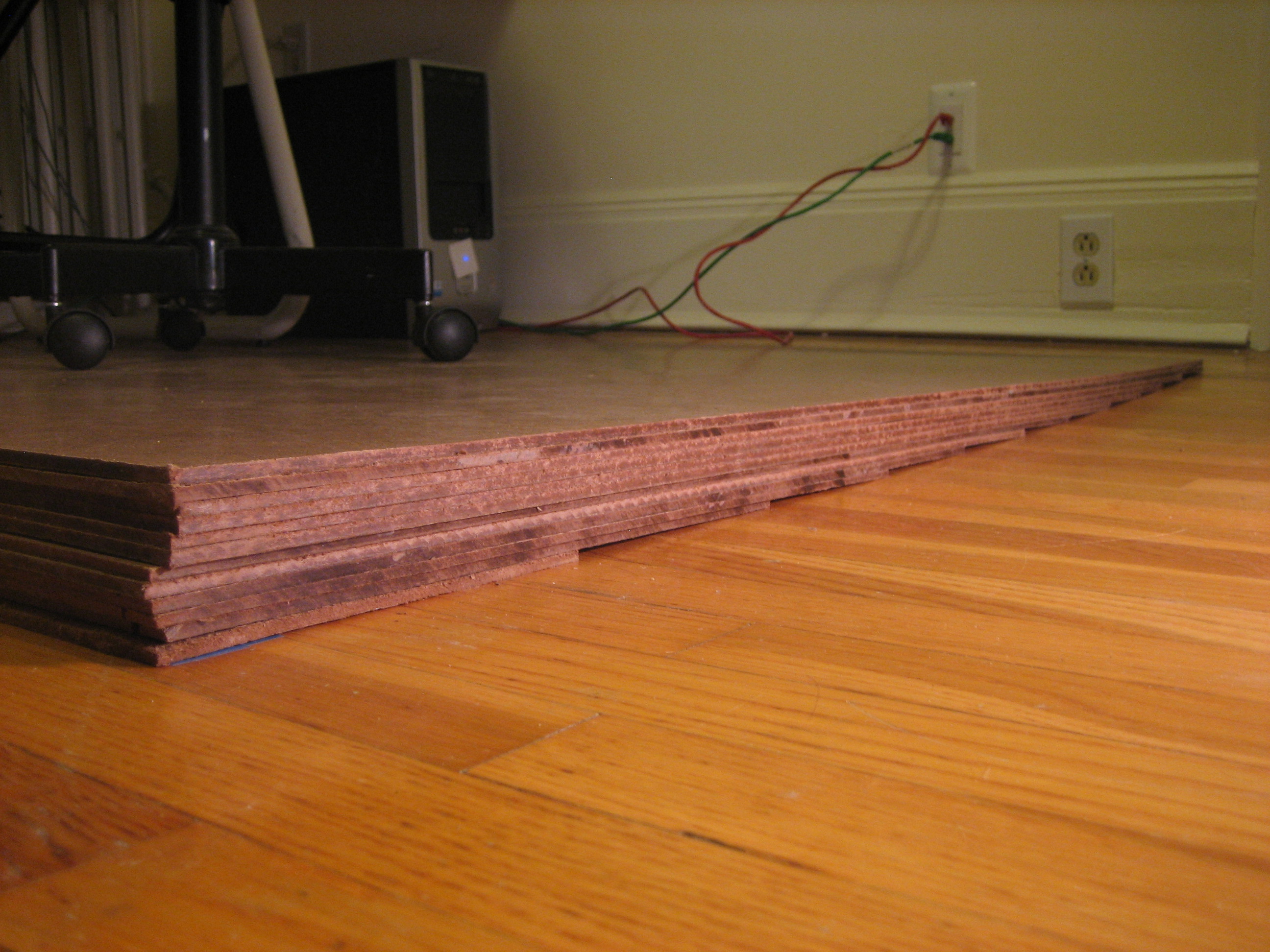 Another side view of the masonite platform