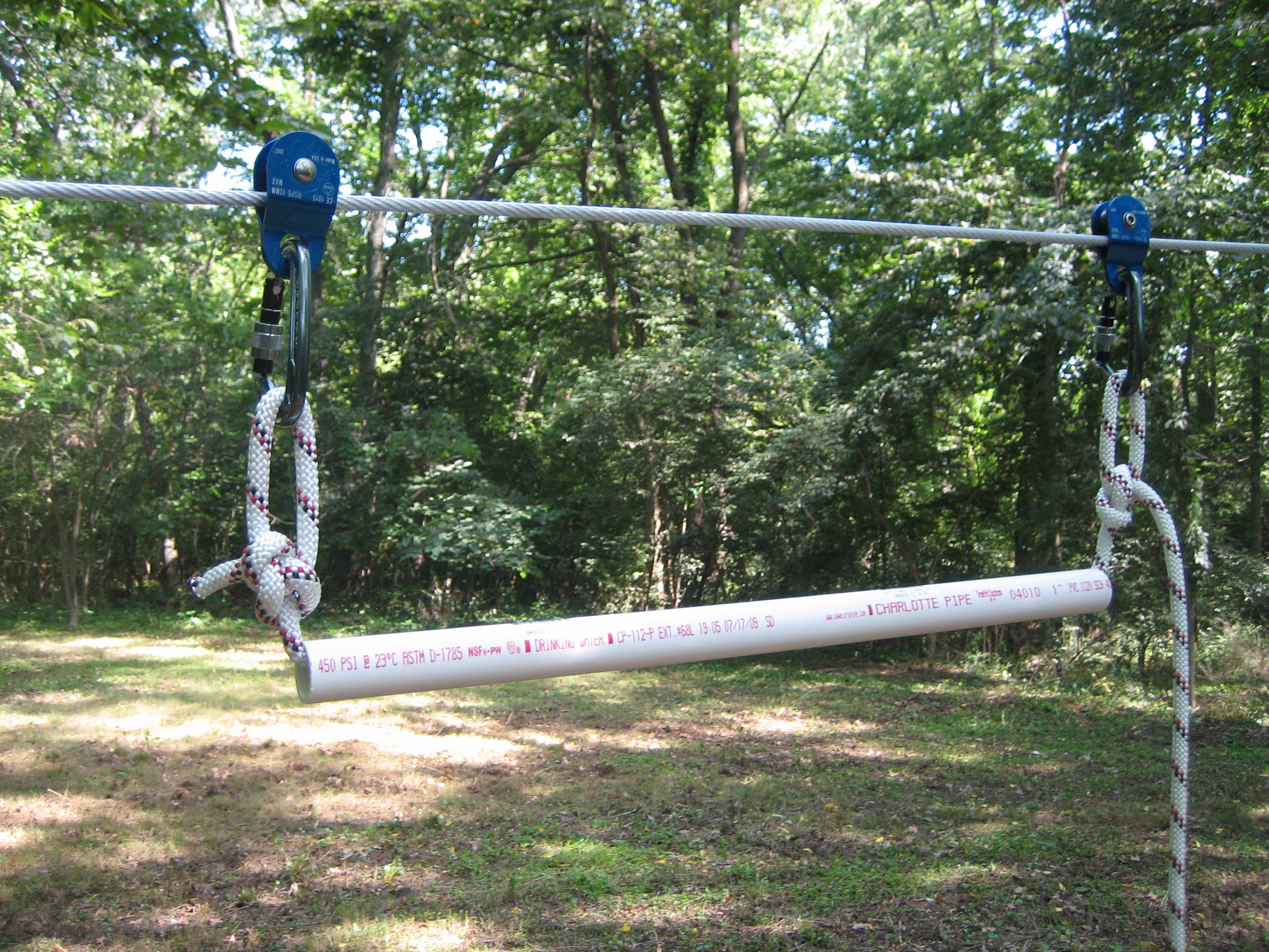 Zipline trolley closeup